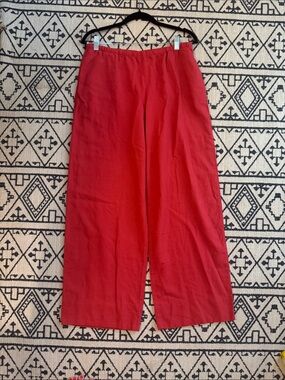 GAP Women's Red Wide-Leg Linen Blend Pants